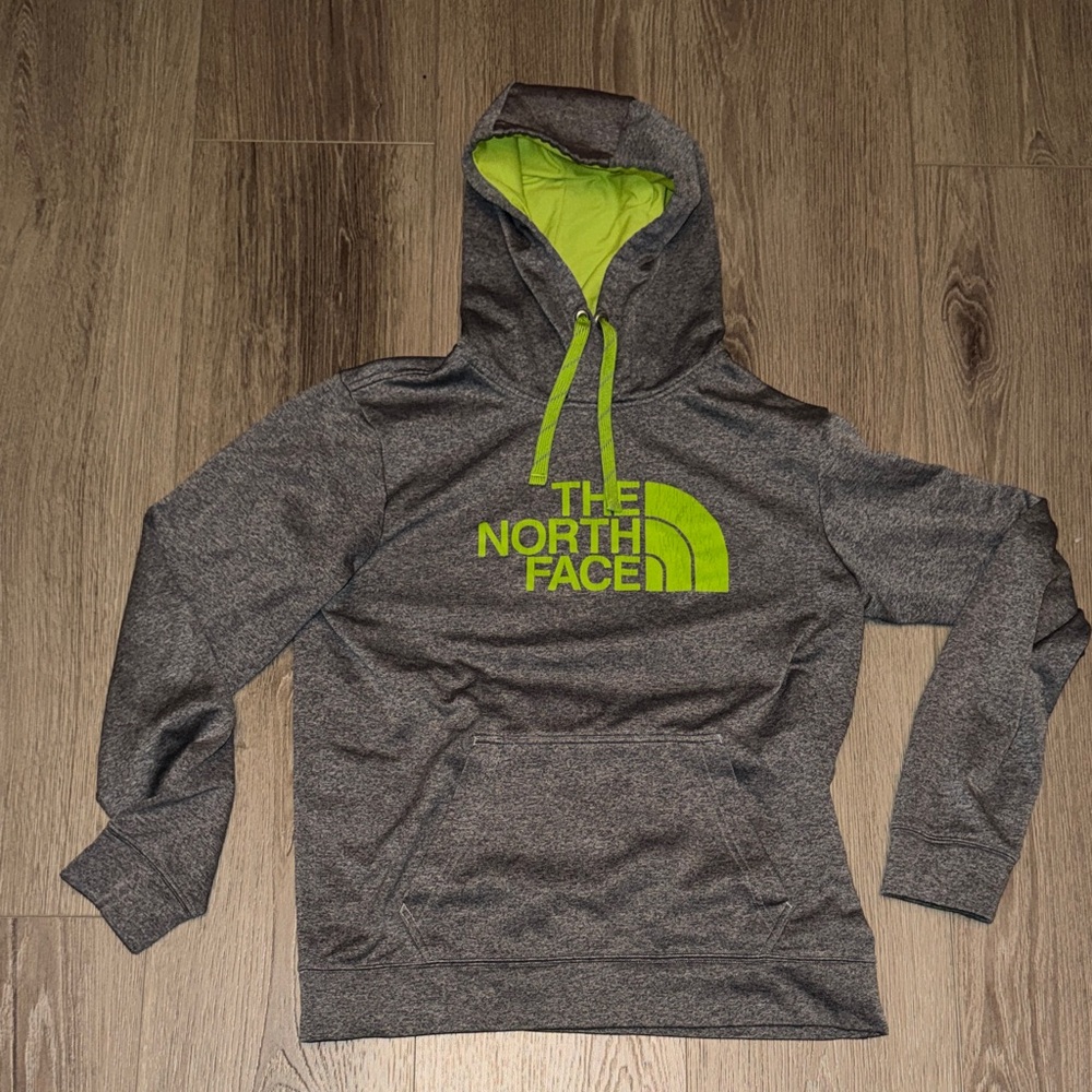 The North Face Charcoal Hoodie with Lime Accents
